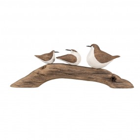 26H2340 Decorative Figurine Birds 35x5x12 cm Brown White Wood