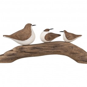 26H2340 Dekorationsfigur Vögel 35x5x12 cm Braun Weiß Holz