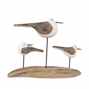 26H2346 Figurine décorative Oiseaux 17x5x14 cm Marron Blanc Bois