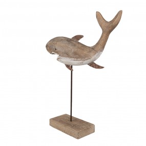 26H2354 Figurine décorative Requin 37 cm Marron Bois