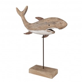 26H2354 Figurine décorative Requin 37 cm Marron Bois