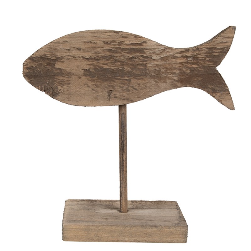 6H2372 Figurine Fish 20 cm Brown Wood