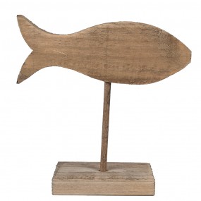 26H2372 Figurine Fish 20 cm Brown Wood