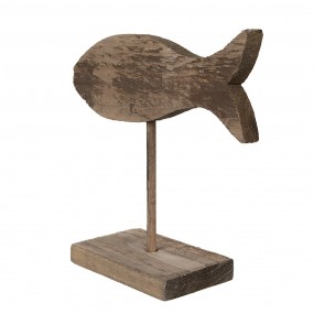 26H2372 Figur Fisch 20 cm Braun Holz