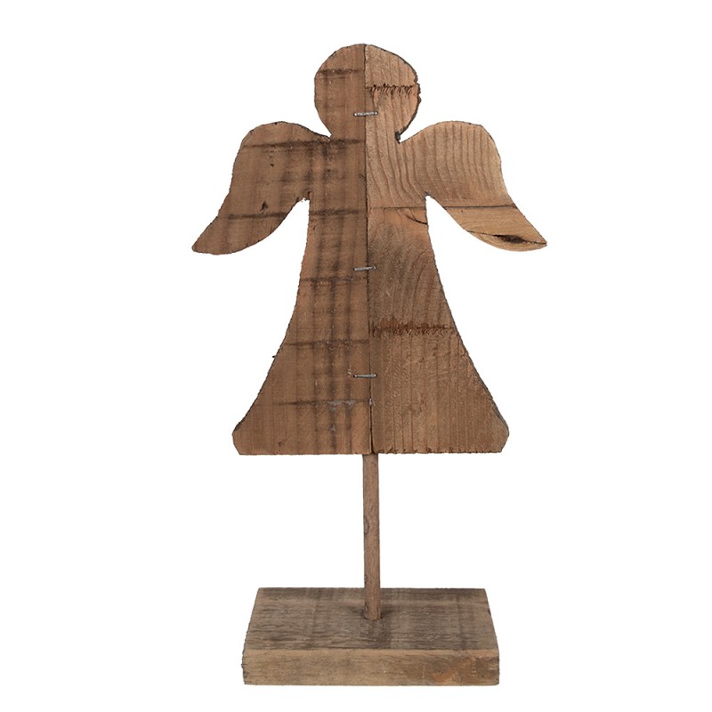 6H2374 Decorative Figurine Angel 18x8x30 cm Brown Wood