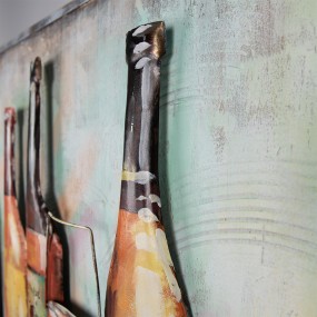 25WA0194 Quadri in metallo in 3D 120x80 cm Marrone Rosso Ferro Legno Bottiglia di vino Decorazione murale