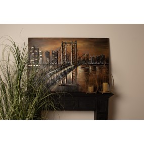 25WA0197 3D Metal Paintings 120x80 cm Gold colored Brown Iron City Wall Decor