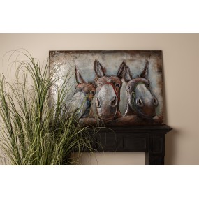 25WA0201 3D Metal Paintings 120x80 cm Brown Iron Donkey Wall Decor