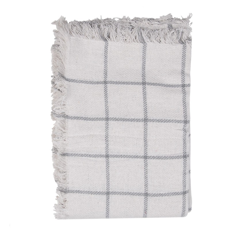 KT060.137 Tagesdecke 125x150 cm Weiß Grau Baumwolle Streifen Decke