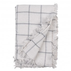 2KT060.137 Throw Blanket 125x150 cm White Grey Cotton Stripes Blanket