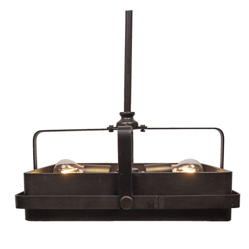 6LMP561 Lampes à suspension 46x46x22/162 cm  Noir Fer Verre Carré Lampe de table à manger