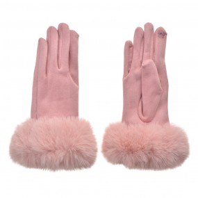 2JZGL0079P Gloves with fur 9x24 cm Pink Polyester