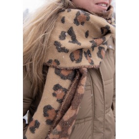 2JZSC0796 Winter Scarf Women 65x185 cm Beige Brown Panther Scarf