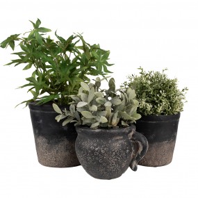 26CE1708 Indoor Planter 17x14x12 cm Black Brown Ceramic Flower Pot