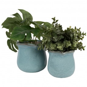 26CE1715BL Indoor Planter Ø 12x12 cm Blue Ceramic Flower Pot