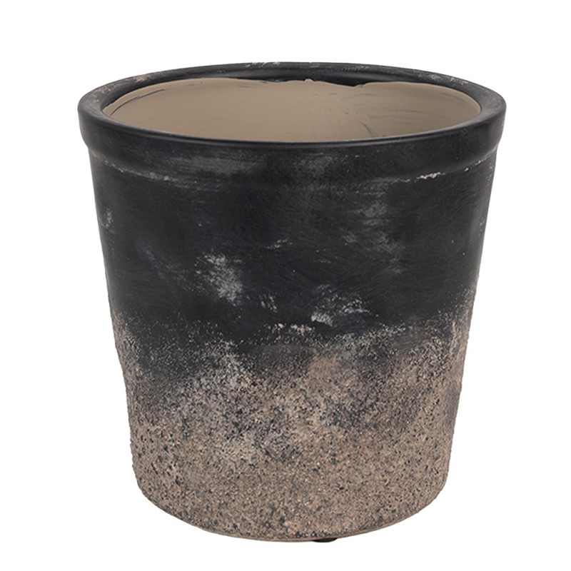 6CE1719L Indoor Planter Ø 17x16 cm Black Brown Ceramic Flower Pot