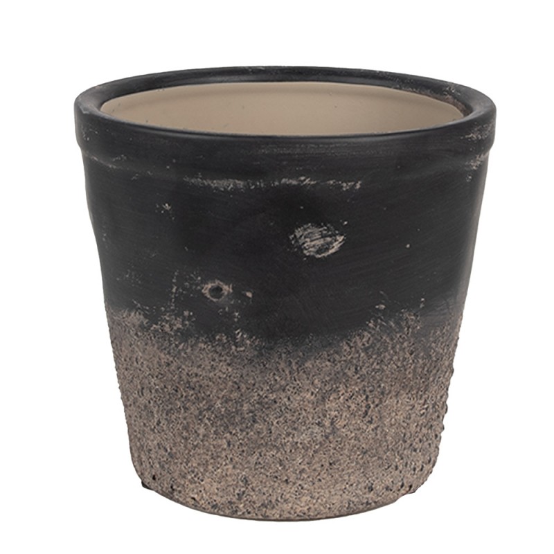 6CE1719M Indoor Planter Ø 15x14 cm Black Brown Ceramic Flower Pot