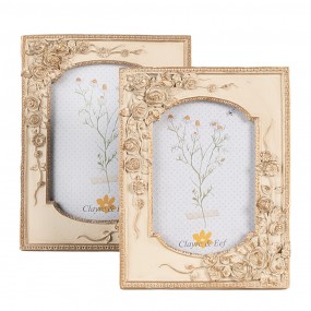 22F1057 Photo Frame 10x15 cm Beige Gold colored Plastic Glass Rectangle Picture Frame