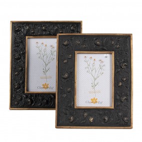 22F1065 Photo Frame 10x15 cm Black Gold colored Plastic Glass Rectangle Picture Frame