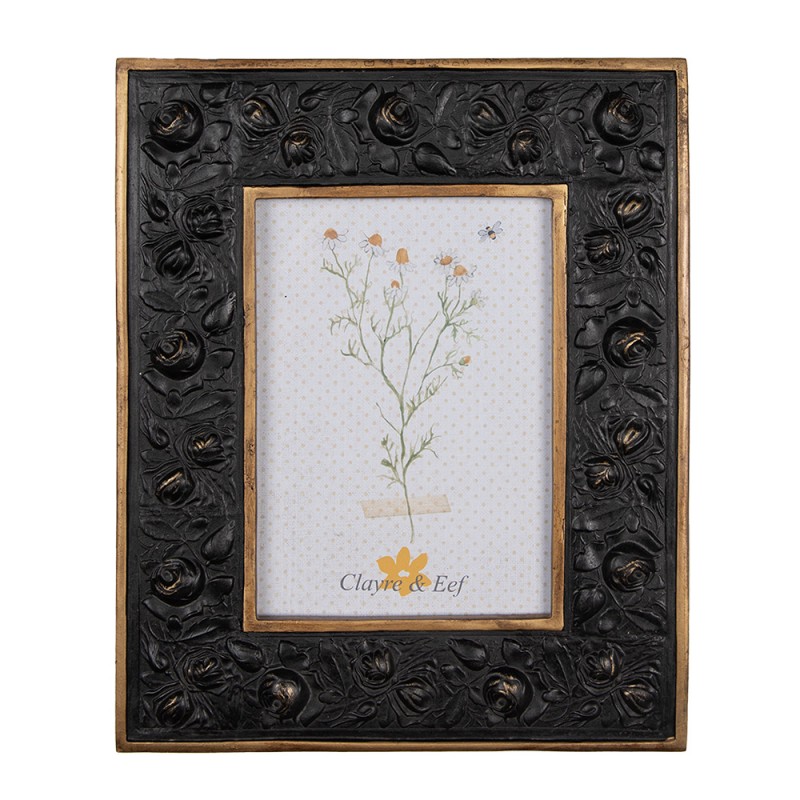 2F1066 Photo Frame 13x18 cm Black Gold colored Plastic Glass Rectangle Picture Frame