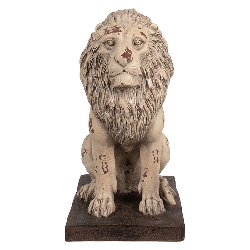 6MG0043 Figurine décorative Lion 30x23x45 cm Beige Marron Matériau céramique