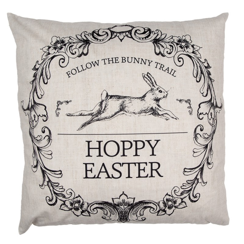 RFL22 Cushion Cover 45x45 cm Beige Black Polyester Rabbit Pillow Cover