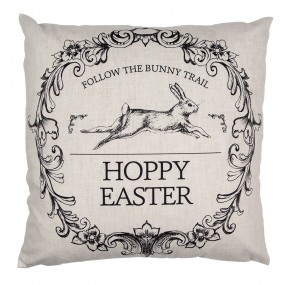 2RFL22 Cushion Cover 45x45 cm Beige Black Polyester Rabbit Pillow Cover