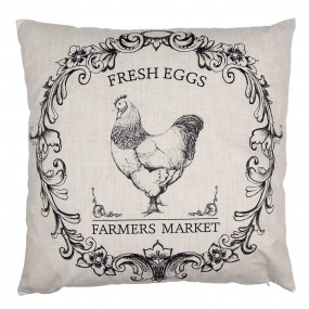 2RFL23 Cushion Cover 45x45 cm Beige Black Polyester Rooster Pillow Cover