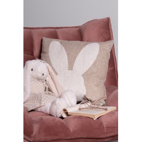 2RUB24 Housse de coussin 45x45 cm Beige Polyester Lapin Housse de coussin décorative