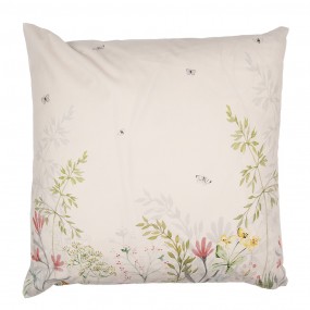 2WFF22 Cushion Cover 45x45 cm Beige Green Polyester Flowers Pillow Cover