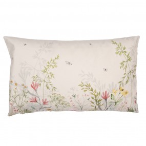 2WFF36 Cushion Cover 30x50 cm Beige Green Polyester Flowers Pillow Cover