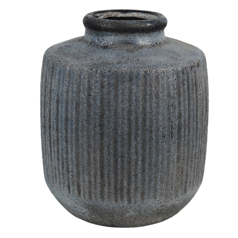 6CE1427 Vase Ø 19x22 cm Grey Blue Ceramic Decorative Vase