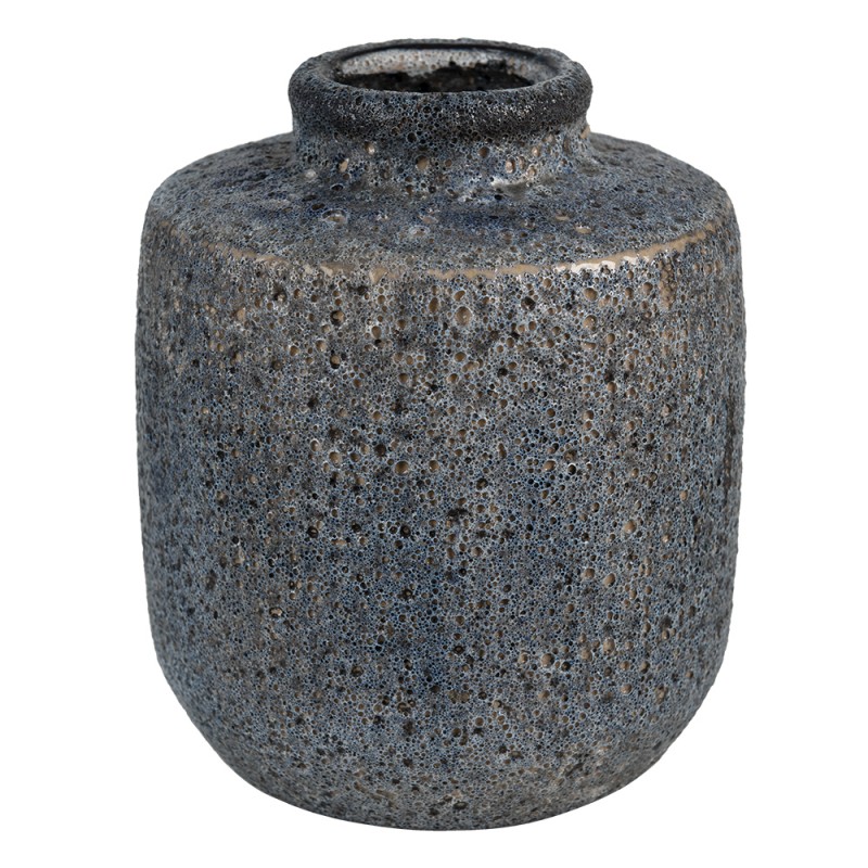 6CE1428 Vase Ø 16x18 cm Grey Blue Ceramic Decorative Vase