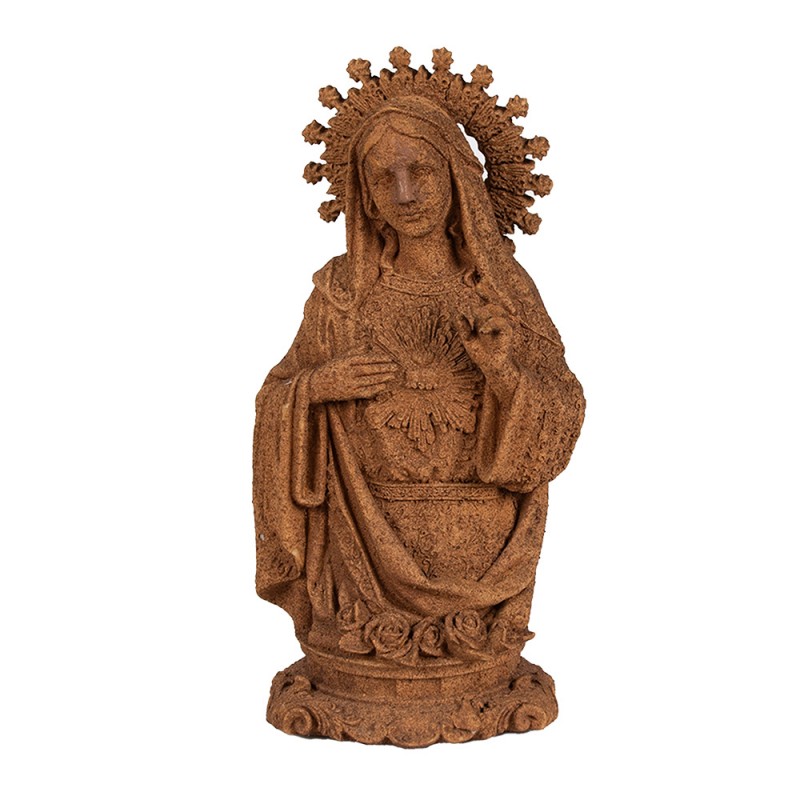 6PR4062 Statuetta decorativa Maria 28 cm Marrone Poliresina Scultura religiosa