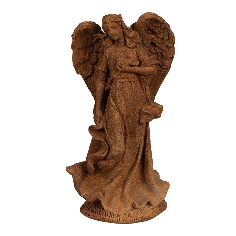 6PR4063 Figurine décorative Ange 23 cm Marron Polyrésine Sculpture religieuse