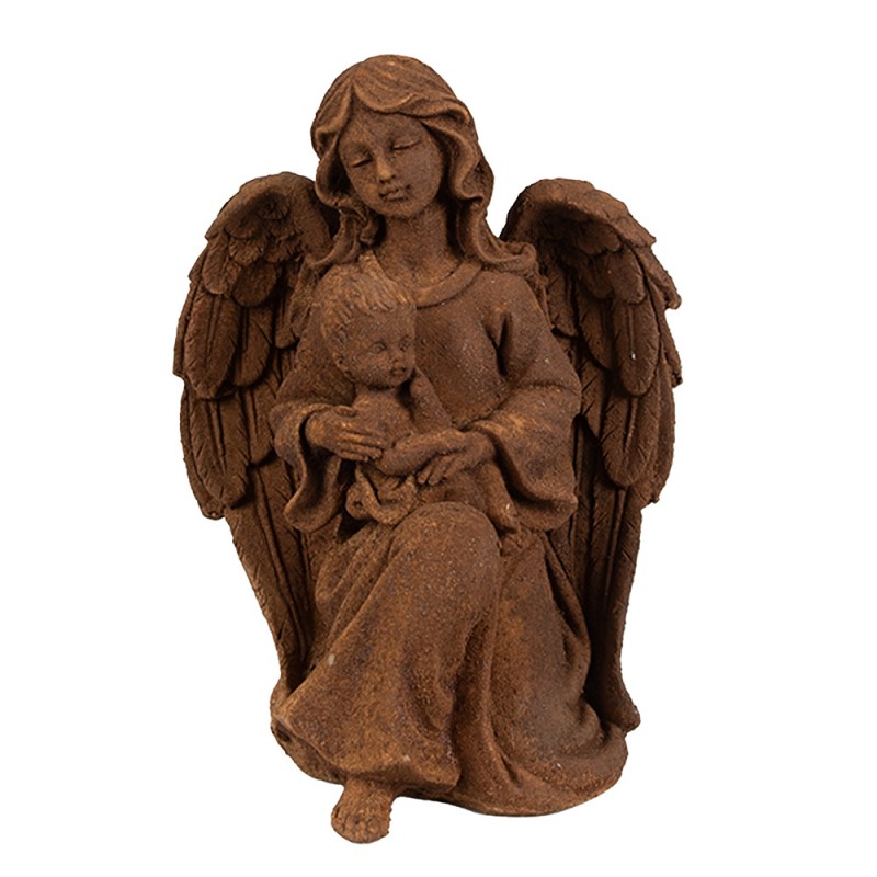 6PR4064 Figurine décorative Ange 18 cm Marron Polyrésine Sculpture religieuse