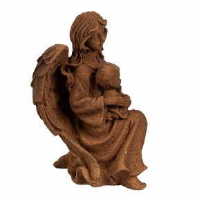 26PR4064 Dekorationsfigur Engel 18 cm Braun Polyresin Religiöse Skulptur