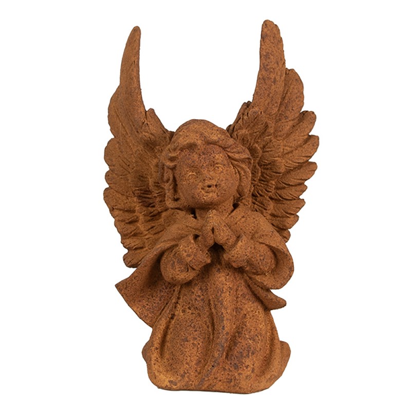 6PR4066 Figurine décorative Ange 19 cm Marron Polyrésine Sculpture religieuse