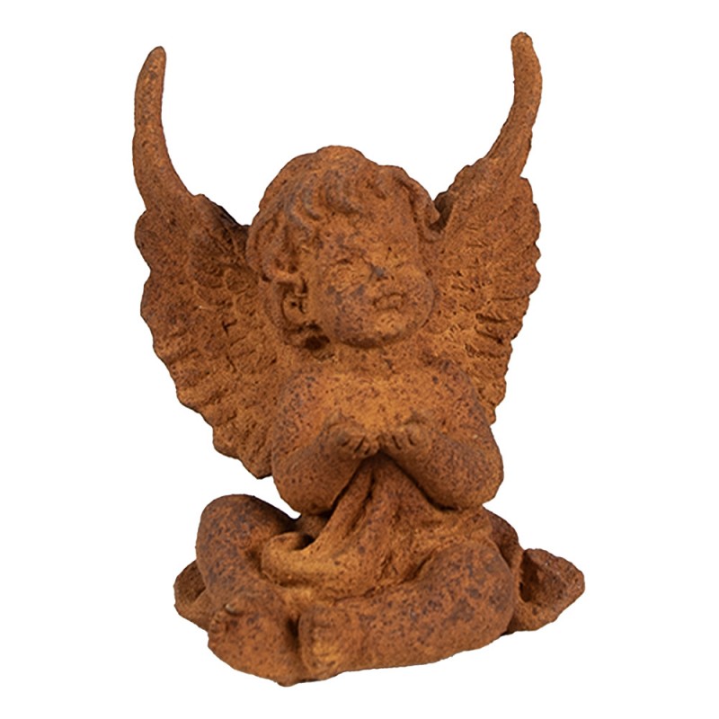 6PR4070 Figurine décorative Ange 12 cm Marron Polyrésine Sculpture religieuse