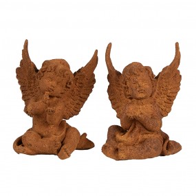 26PR4070 Figurine décorative Ange 12 cm Marron Polyrésine Sculpture religieuse