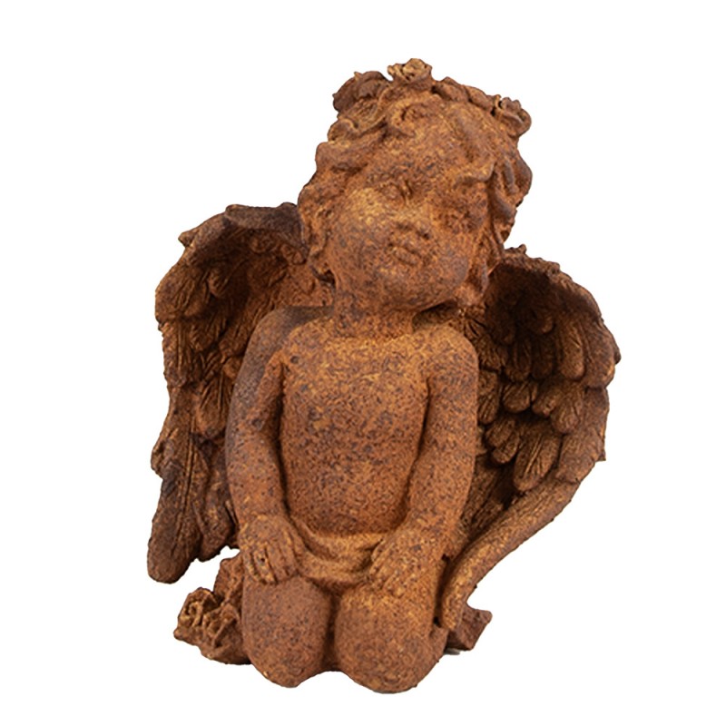 6PR4076 Figurine décorative Ange 11 cm Marron Polyrésine Sculpture religieuse