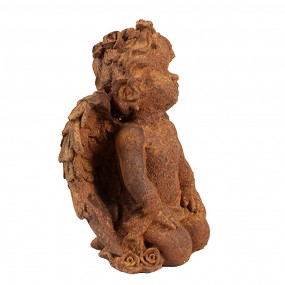 26PR4076 Dekorationsfigur Engel 11 cm Braun Polyresin Religiöse Skulptur