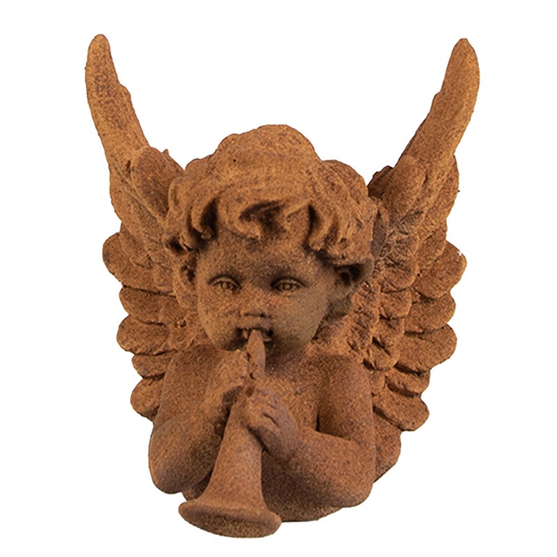 6PR4077 Figurine décorative Ange 12 cm Marron Polyrésine Sculpture religieuse