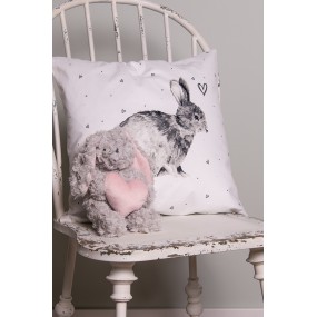 2BSL23 Cushion Cover 45x45 cm White Polyester Rabbit Pillow Cover