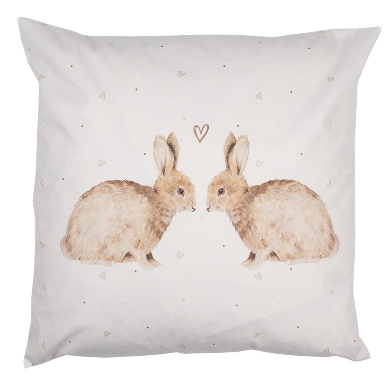 BSLC22 Cushion Cover 45x45 cm White Polyester Rabbits Pillow Cover