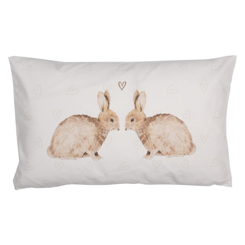 BSLC36 Cushion Cover 30x50 cm White Polyester Rabbits Pillow Cover