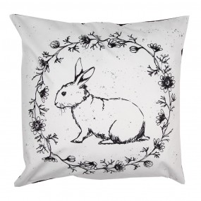 2DR23 Cushion Cover 45x45 cm White Black Polyester Rabbit Pillow Cover