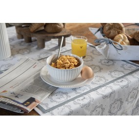 2LGD64 Table Runner 50x140 cm White Grey Cotton Dog Rectangle Tablecloth