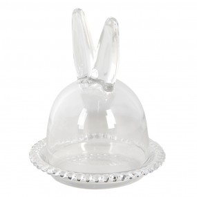 26GL3376 Cloche Rabbit Ø 14x16 cm Glass Glass Bell Jar