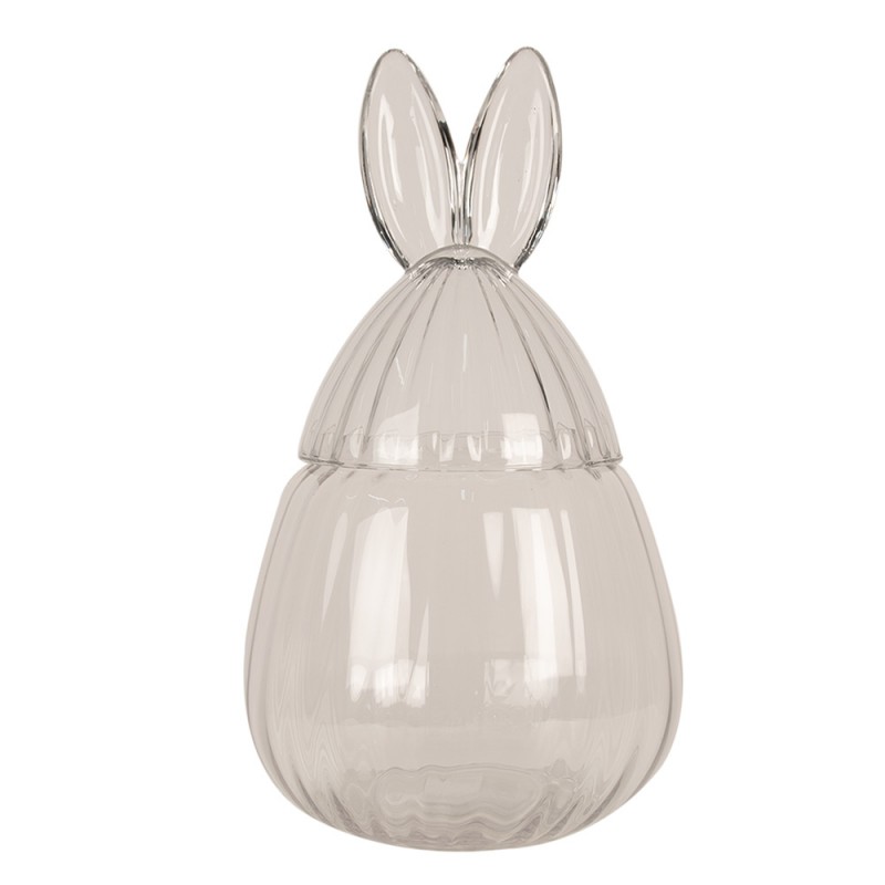6GL4397 Glass Jar Ø 20x34 cm Transparent Glass Rabbit Oval Jar with Lid